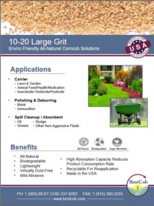 Large grit for all-natural, eco-friendly corncob solutions in landscaping and cleaning.