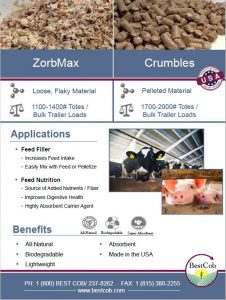 Best Cob ZorbMax and Crumbles for livestock feed with benefits and applications.
