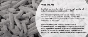Best Cob high-quality, natural corncob manufacturer since 1966 in Independence, IA.