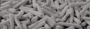 Close-up of white cob building blocks for construction and insulation.