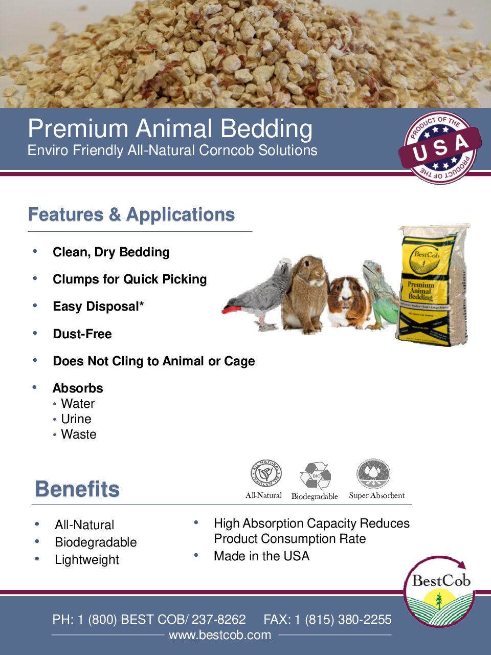 Premium Animal Bedding Sales Sheet - Best Cob